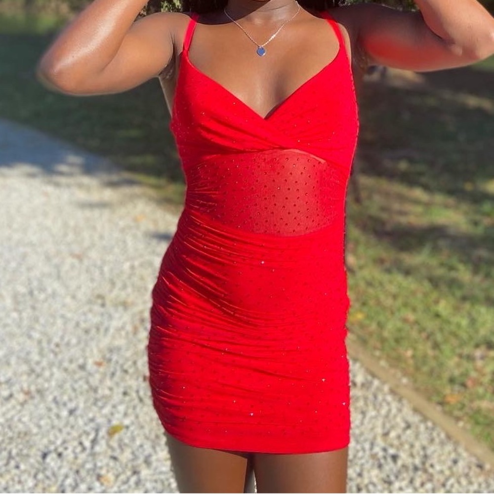 Red jeweled dress